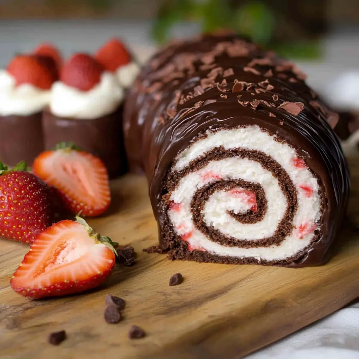 Chocolate Strawberry Swiss Roll