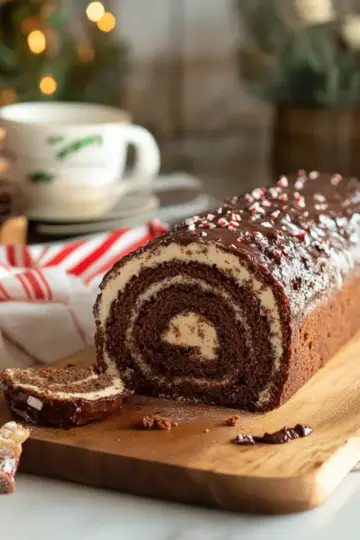 Peppermint Mocha Cake Roll