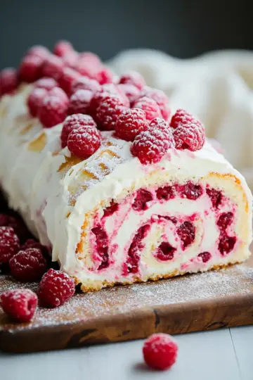Raspberry Roll Cake