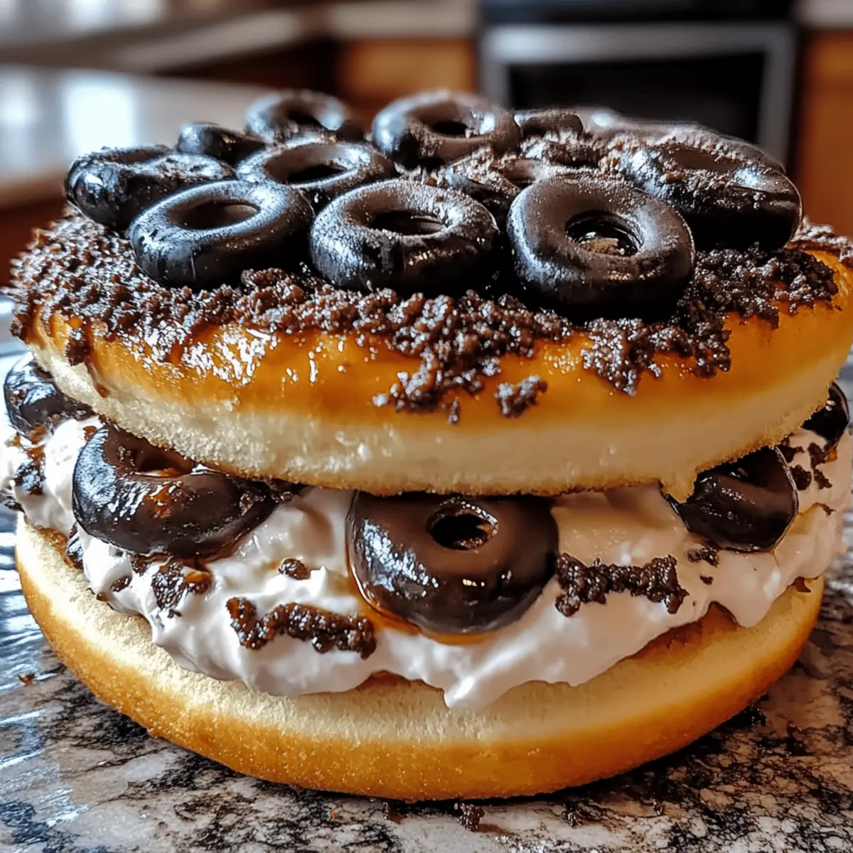 Oreo Cheesecake Stuffed Donut Burger