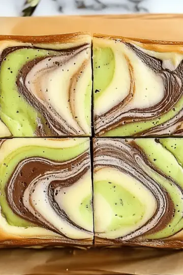 Pistachio Blondies Swirled with Cheesecake