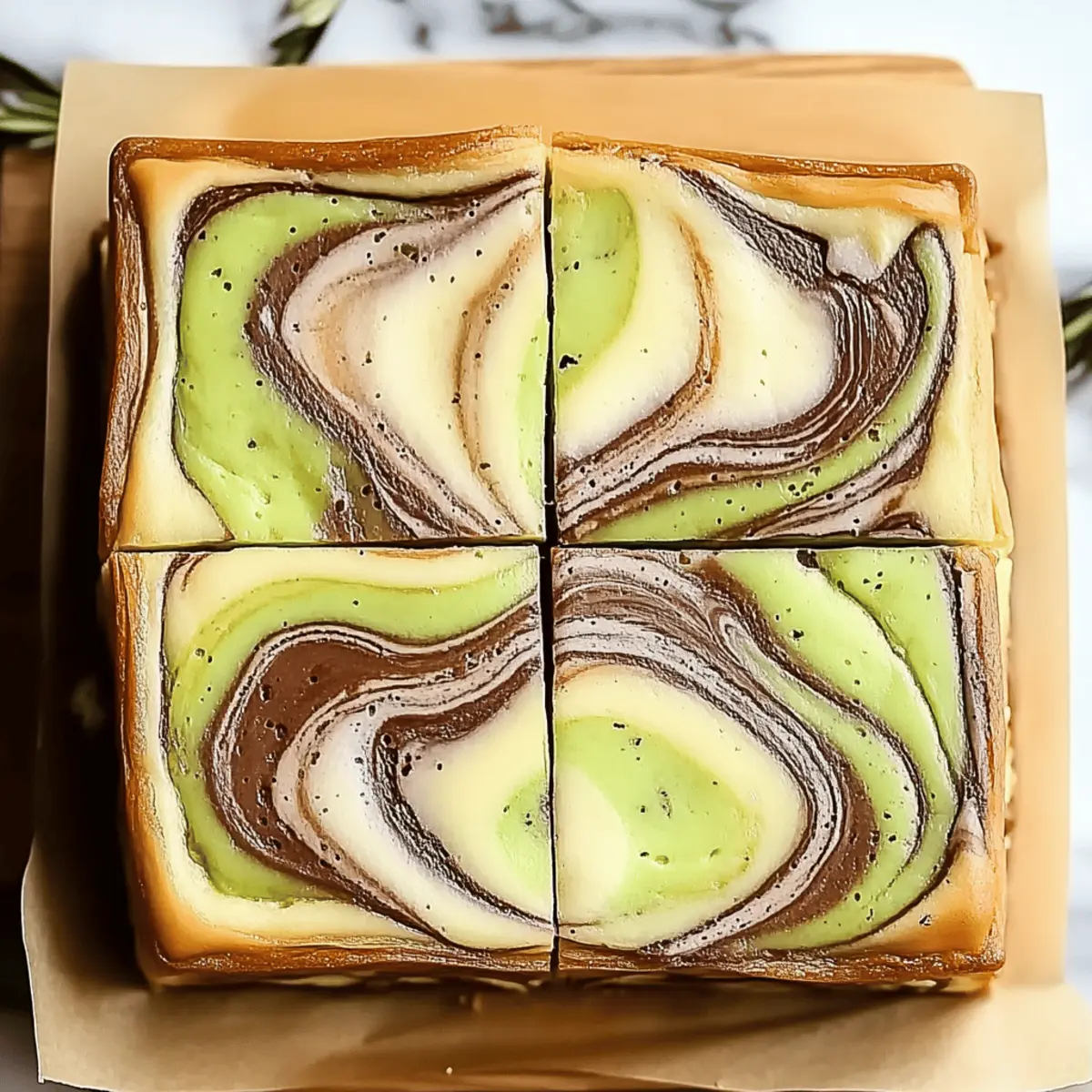 Pistachio Blondies Swirled with Cheesecake