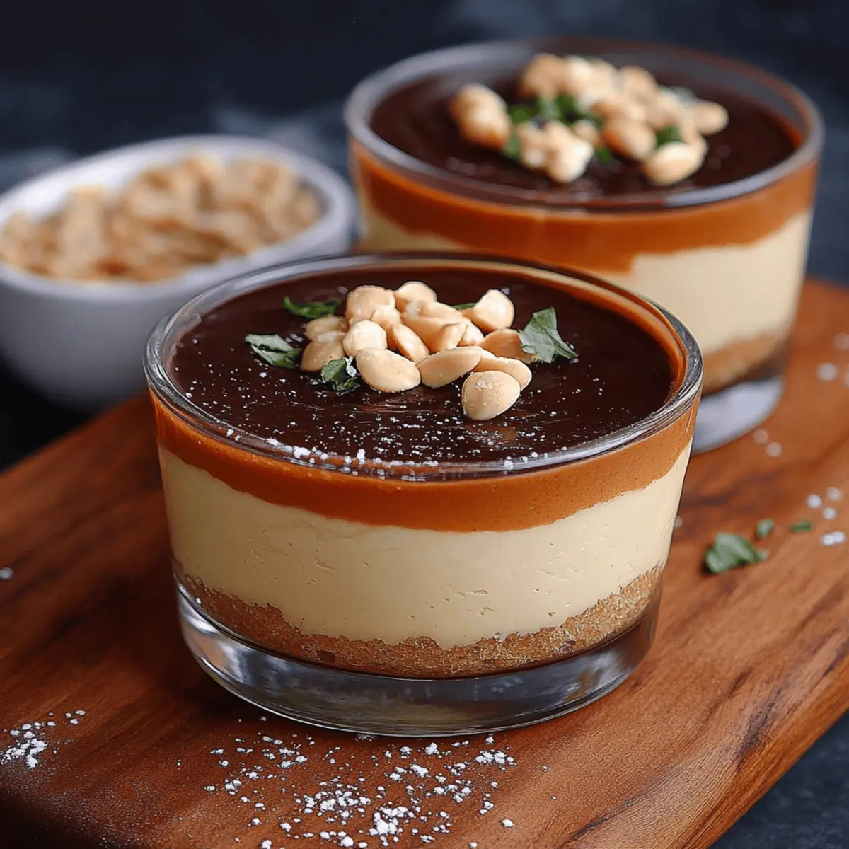 Vegan Silken Tofu Peanut Butter Mousse with Chocolate Ganache