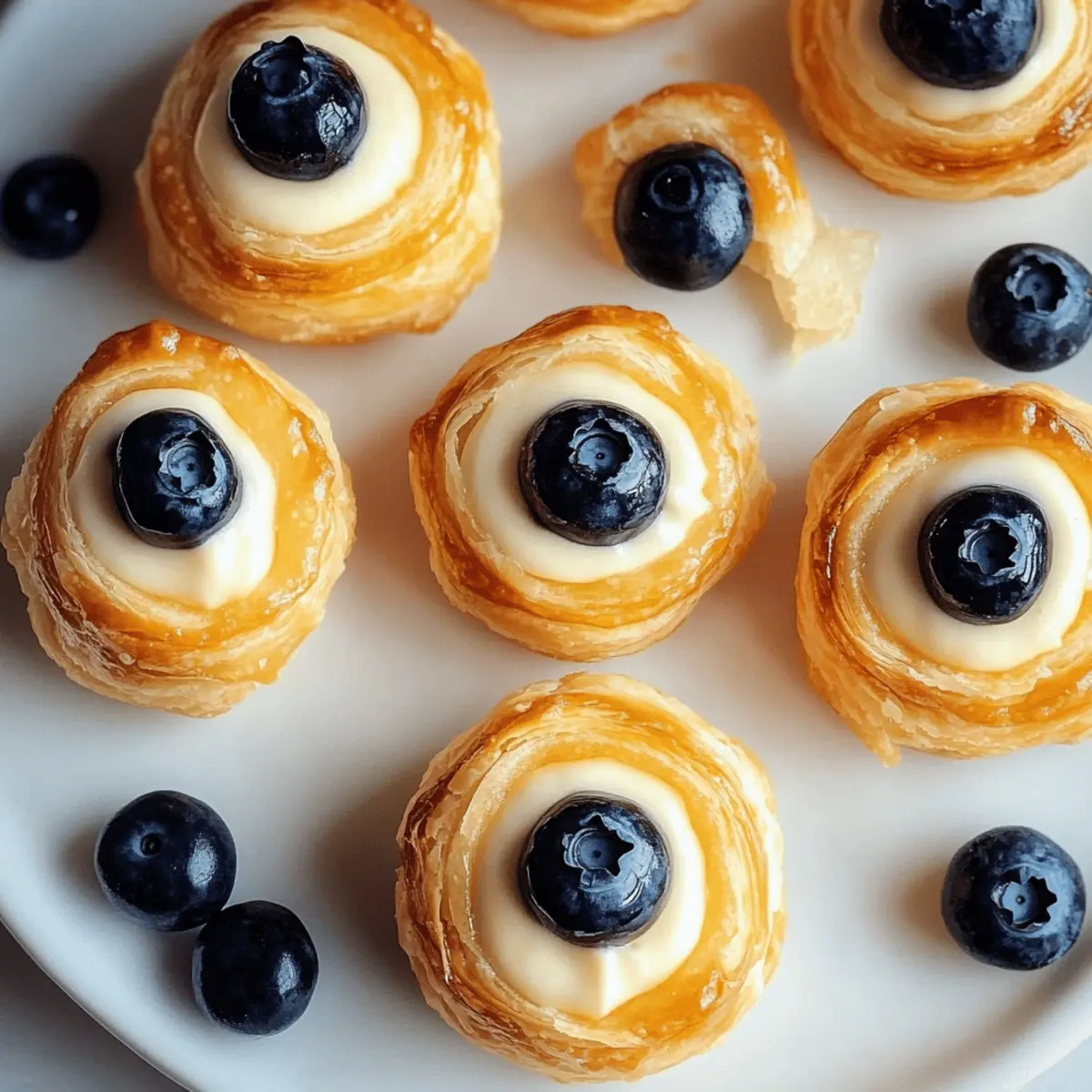 Blueberry Pastry Rings with Vanilla Cream