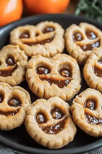 Milk Chocolate Stuffed Jack-O'-Lantern Cookies