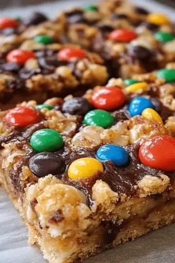 M&M Chocolate Fudge Oatmeal Bars