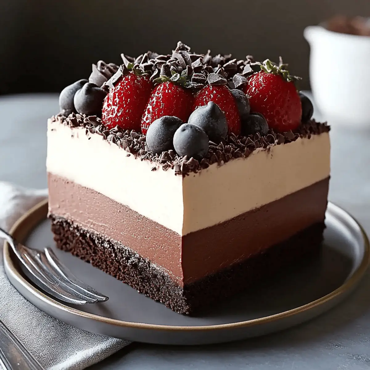 Triple Chocolate Mousse Cake