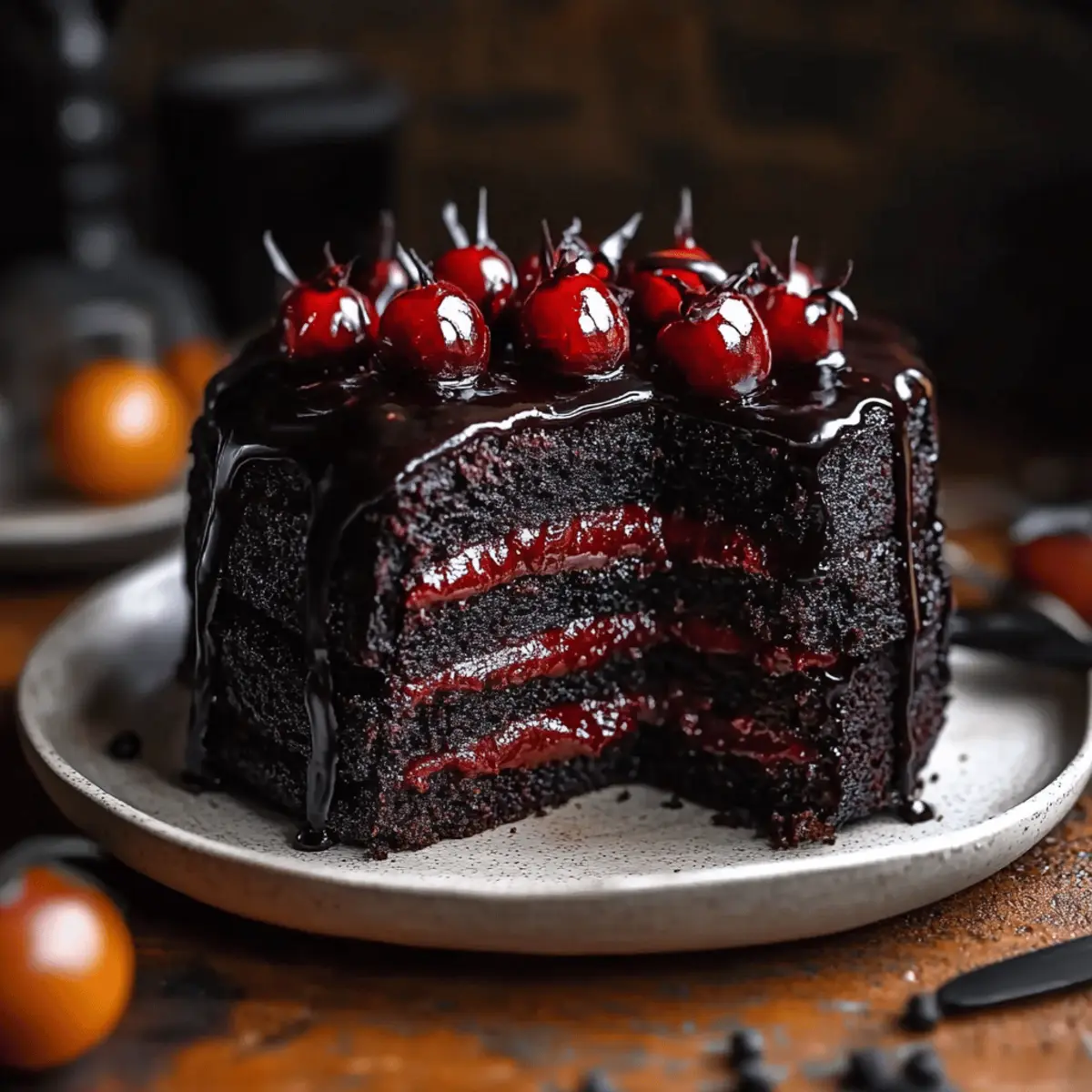 Black Velvet Halloween Cake