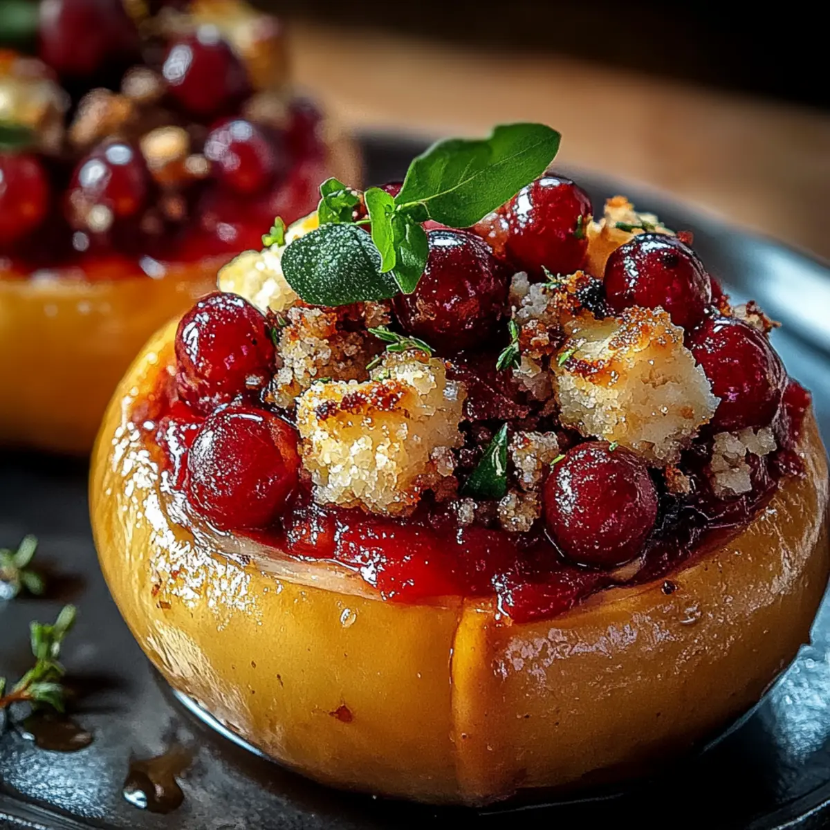 Baked Apples Feta Honey Cranberries