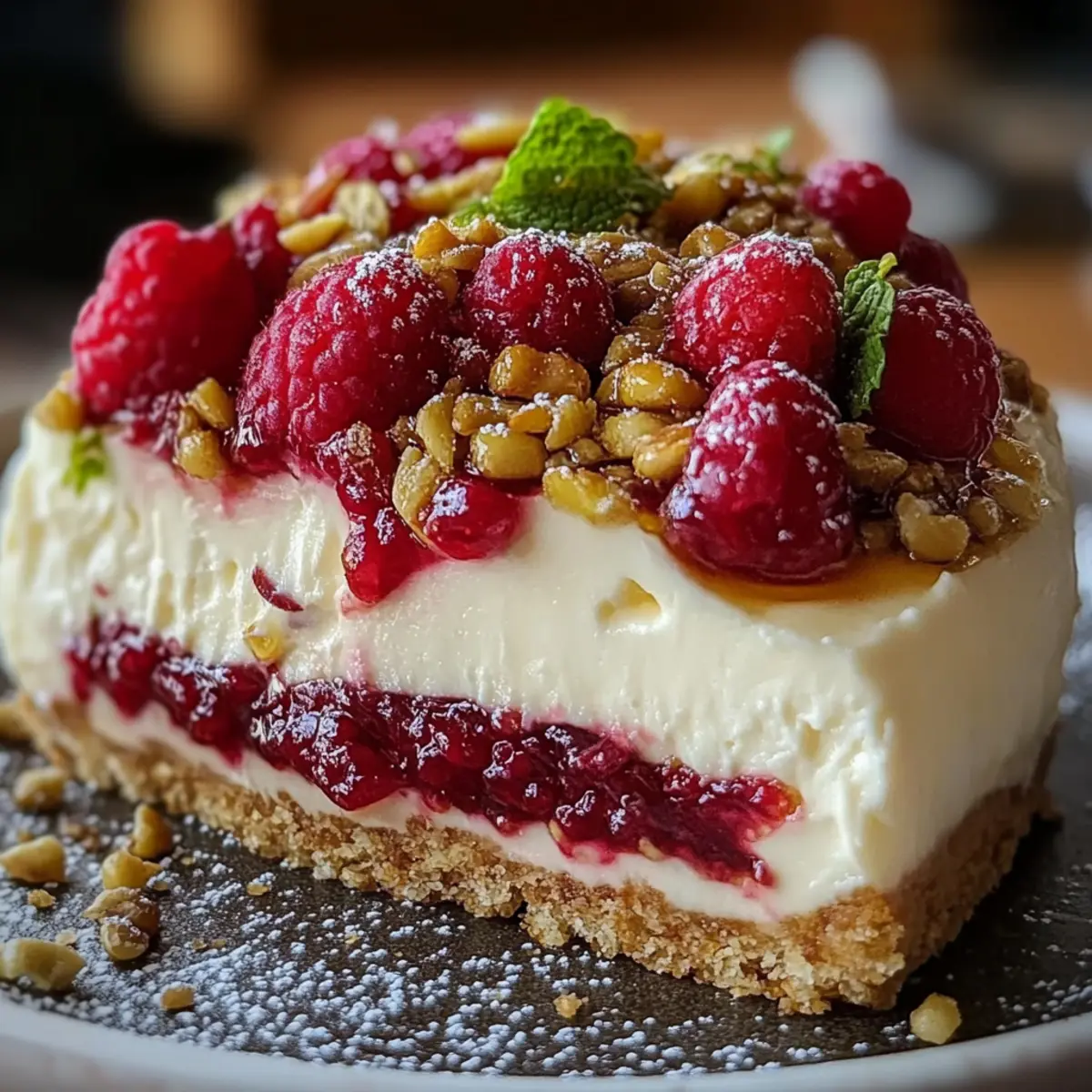 Raspberry Pistachio Cheesecake