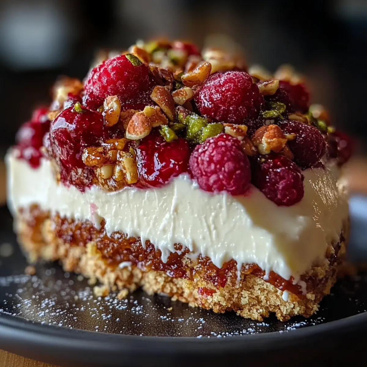 Raspberry Pistachio Cheesecake