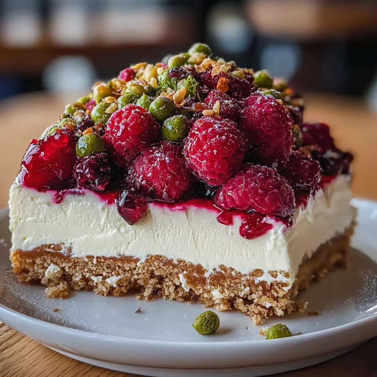 Raspberry Pistachio Cheesecake