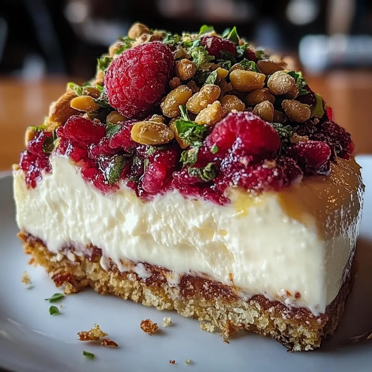 Raspberry Pistachio Cheesecake