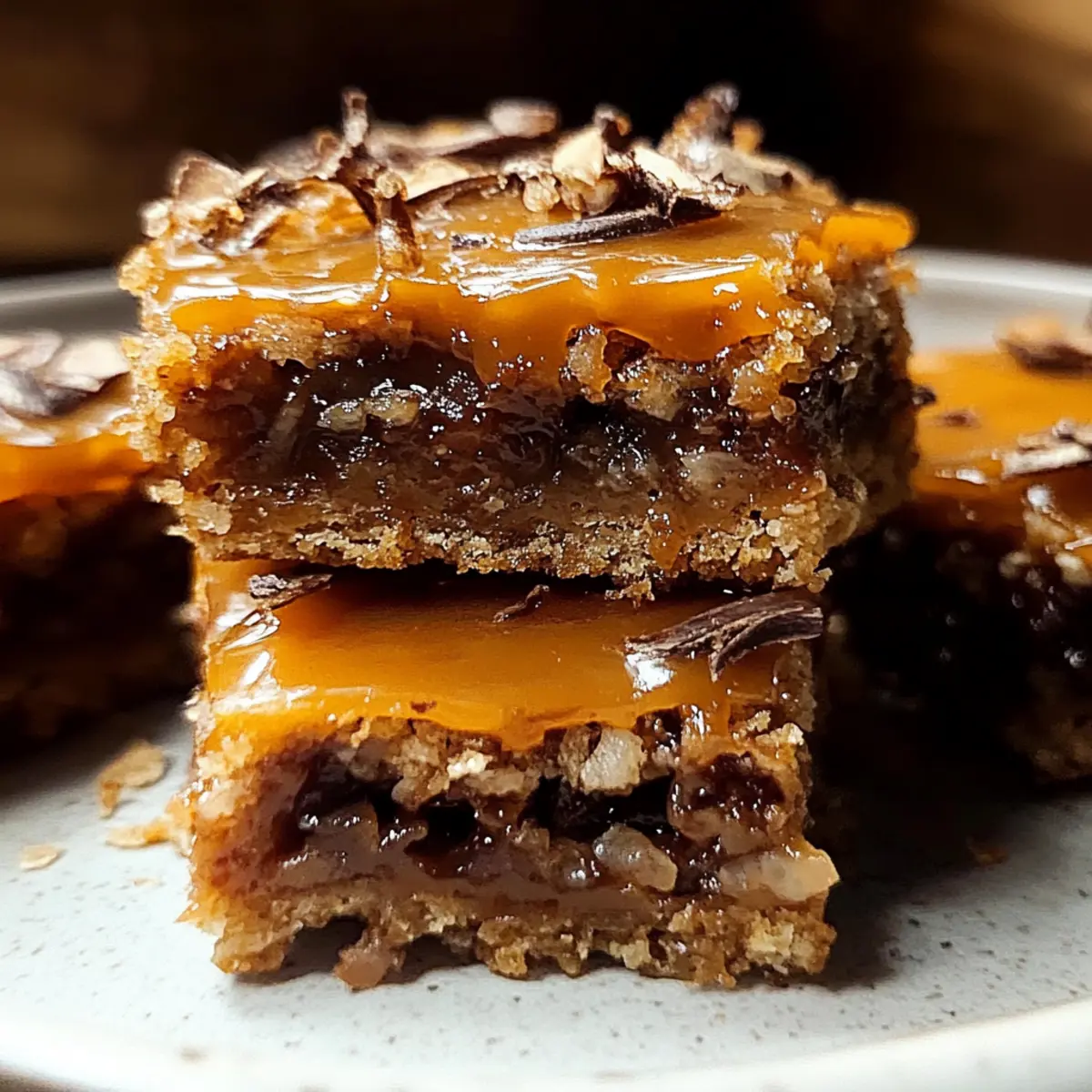 Chocolate Caramel Oatmeal Cookie Bars