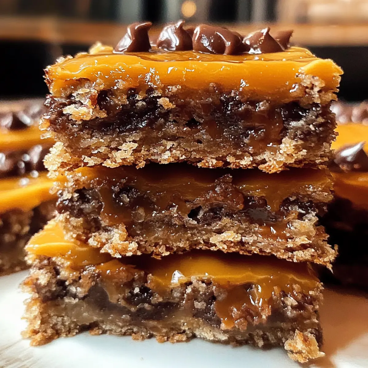 Chocolate Caramel Oatmeal Cookie Bars