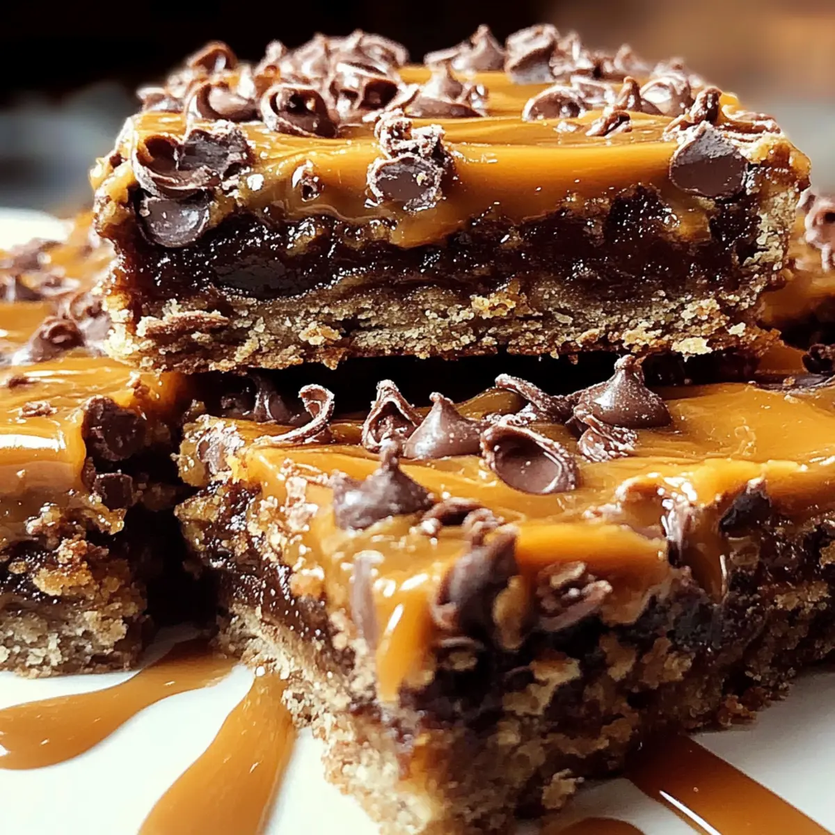 Chocolate Caramel Oatmeal Cookie Bars