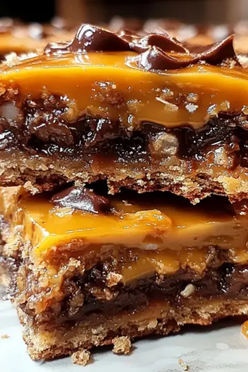 Chocolate Caramel Oatmeal Cookie Bars