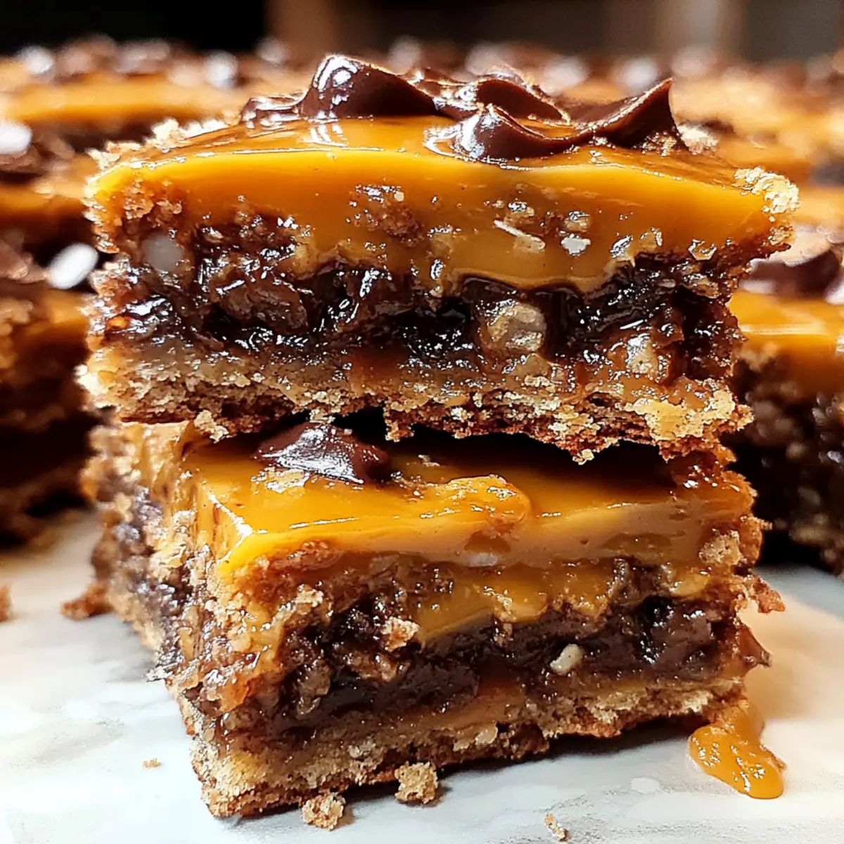 Chocolate Caramel Oatmeal Cookie Bars