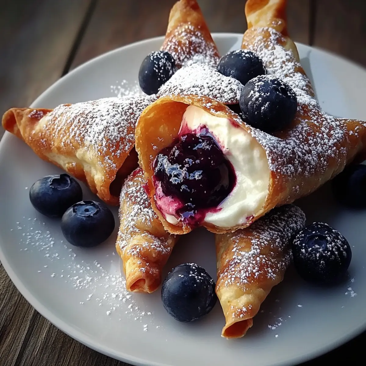 Deep-Fried Blueberry Cheesecake Wontons