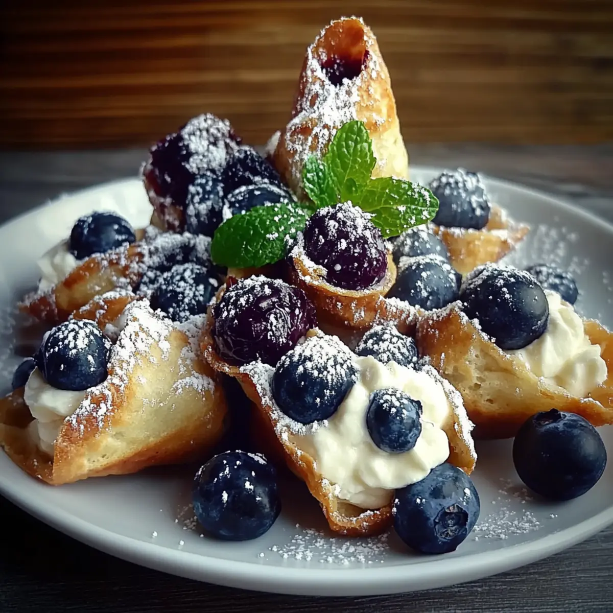 Deep-Fried Blueberry Cheesecake Wontons