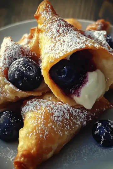 Deep-Fried Blueberry Cheesecake Wontons