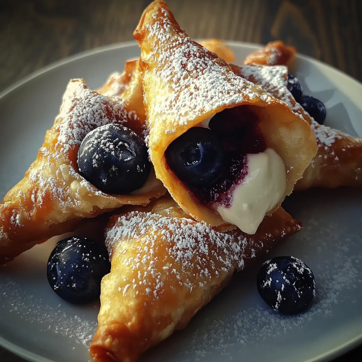 Deep-Fried Blueberry Cheesecake Wontons