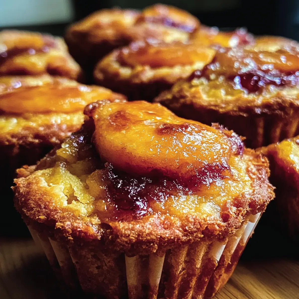 Jumbo Caramel Peach Cobbler Muffins