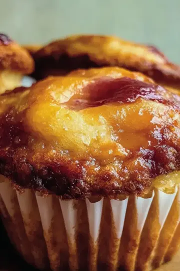 Jumbo Caramel Peach Cobbler Muffins