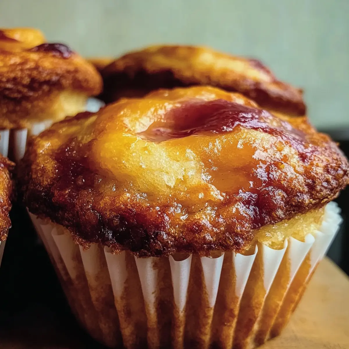 Jumbo Caramel Peach Cobbler Muffins