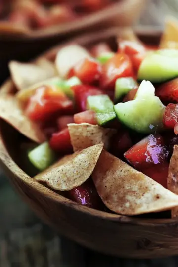 Fresh Fruit Salsa With Cinnamon Sugar Pita Chips