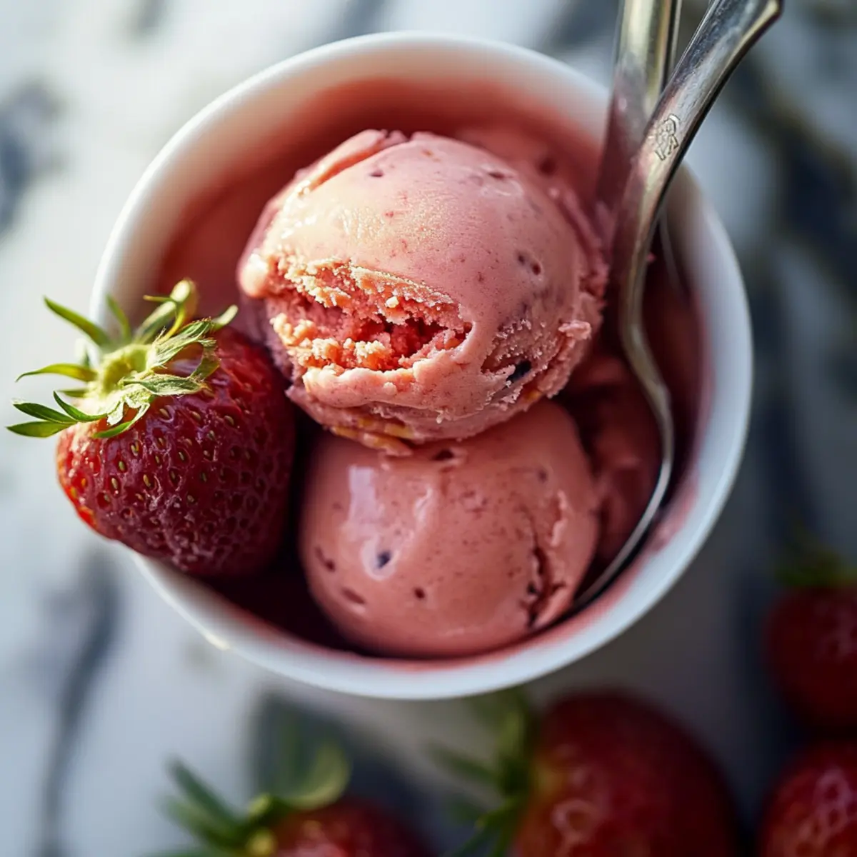 Healthy 3 Ingredient Strawberry Lemon Sorbet