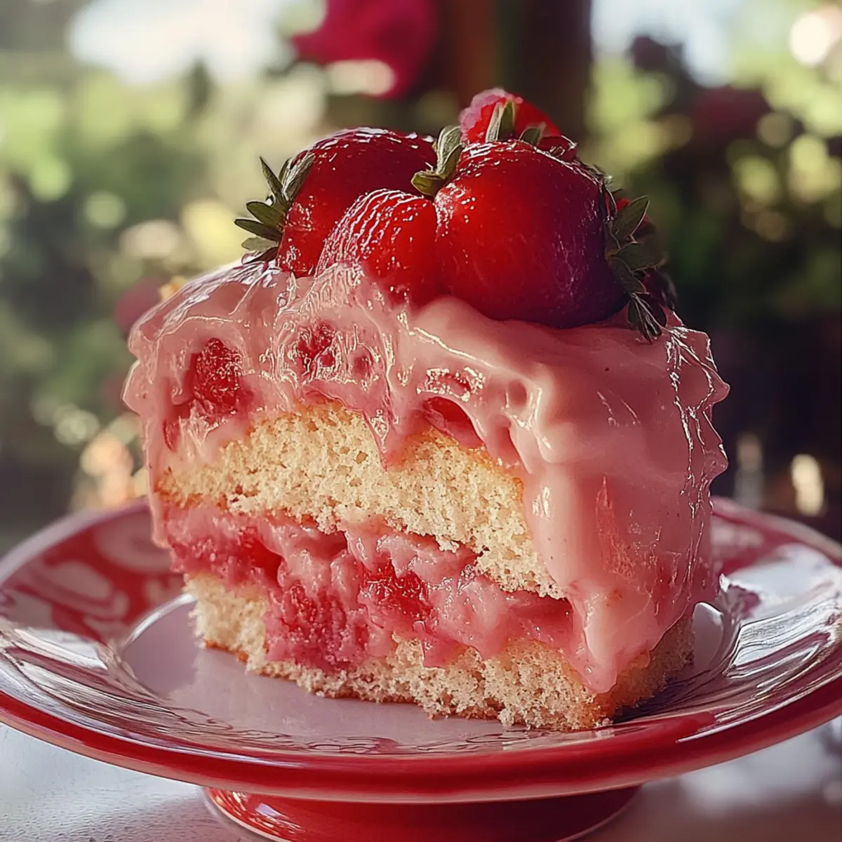 Strawberry Honeybun Cake with Strawberry Cream Icing