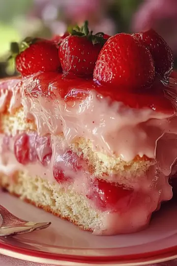 Strawberry Honeybun Cake with Strawberry Cream Icing