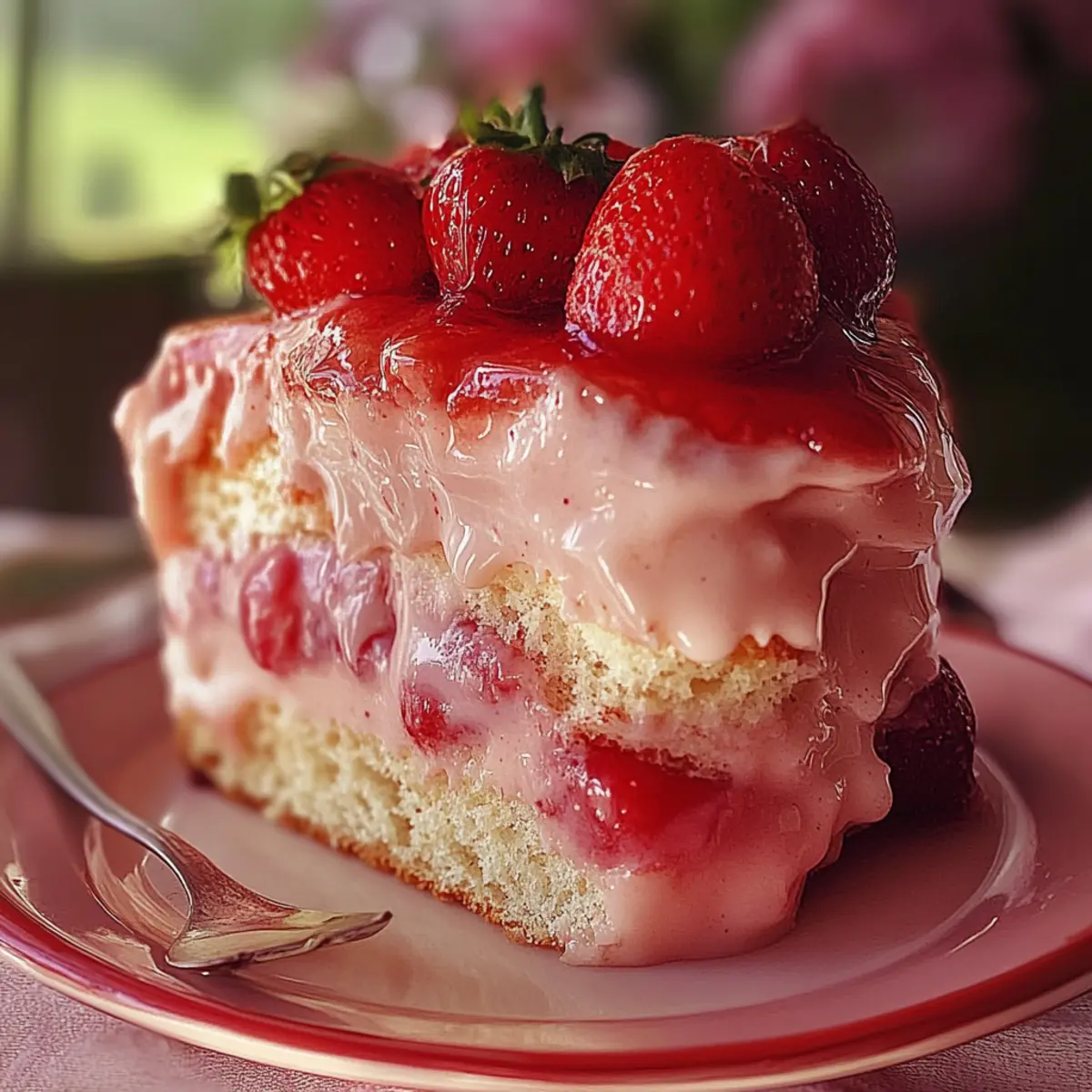 Strawberry Honeybun Cake with Strawberry Cream Icing