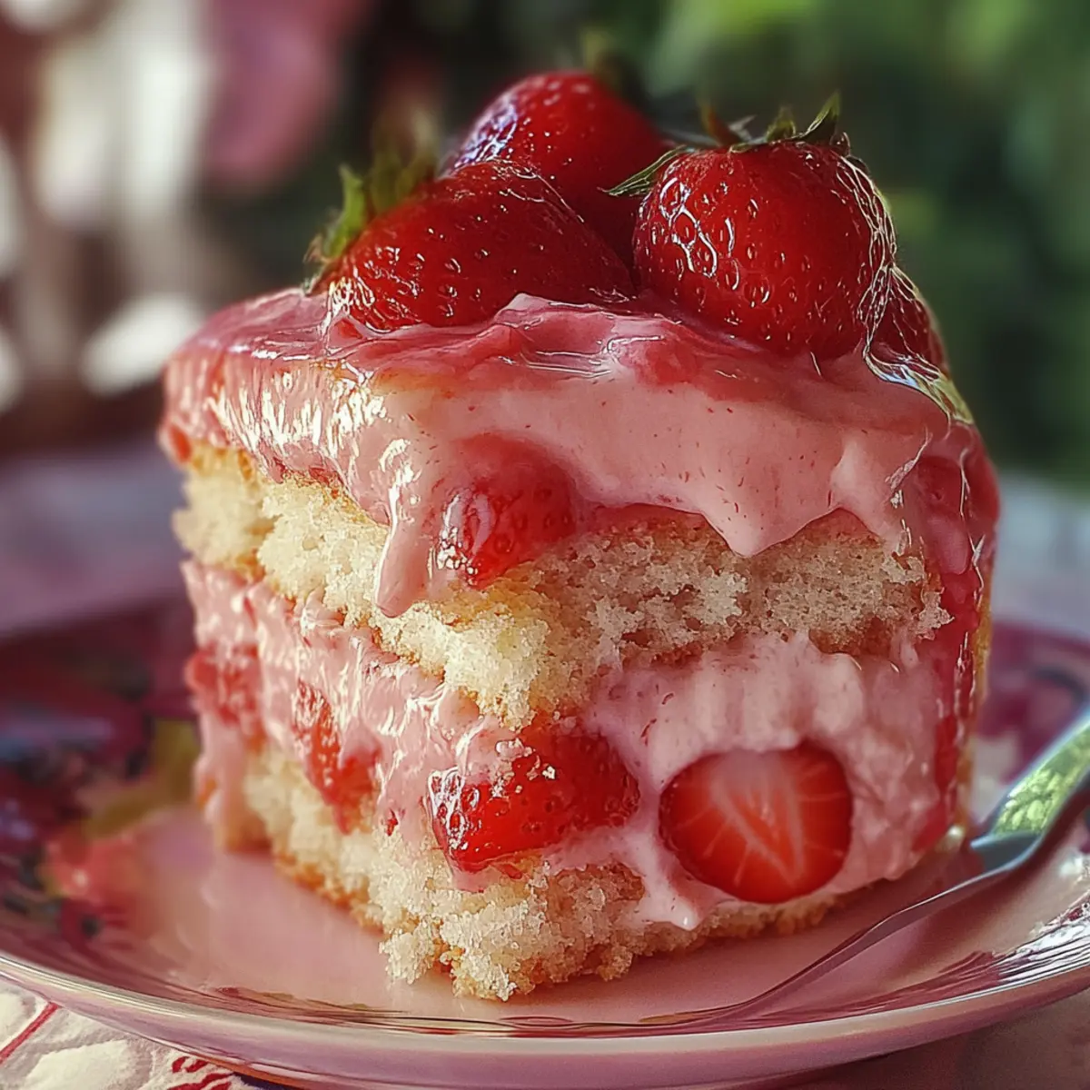 Strawberry Honeybun Cake with Strawberry Cream Icing