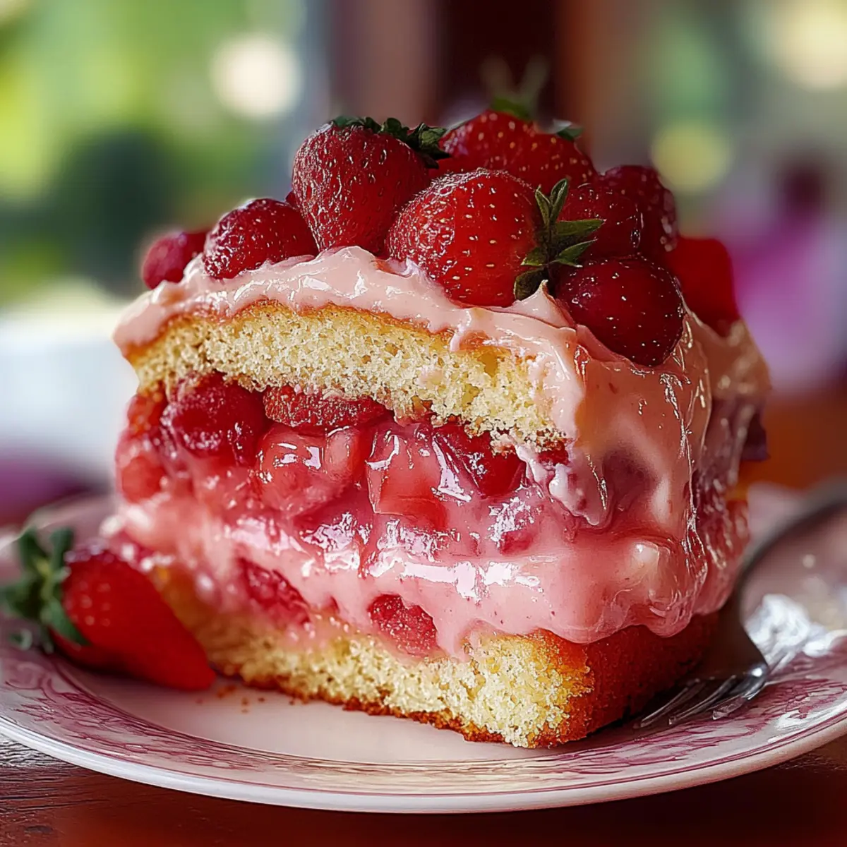 Strawberry Honeybun Cake with Strawberry Cream Icing