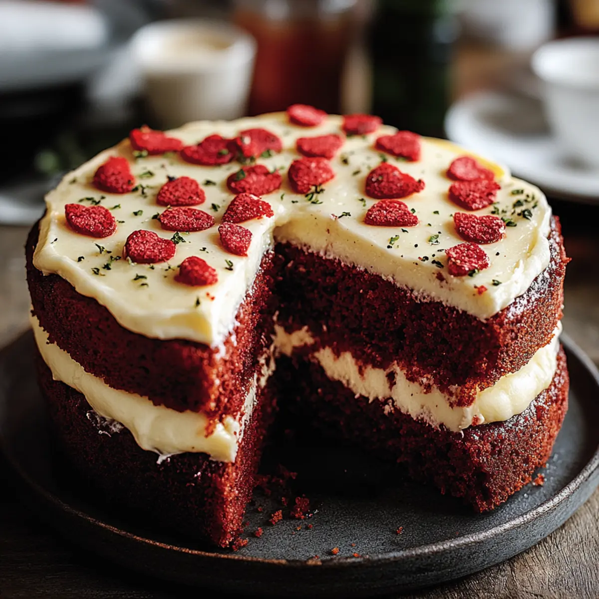 Small Red Velvet Cake with Mini Hearts