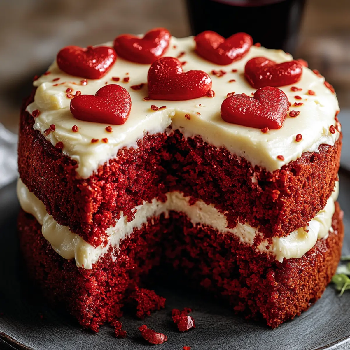 Small Red Velvet Cake with Mini Hearts