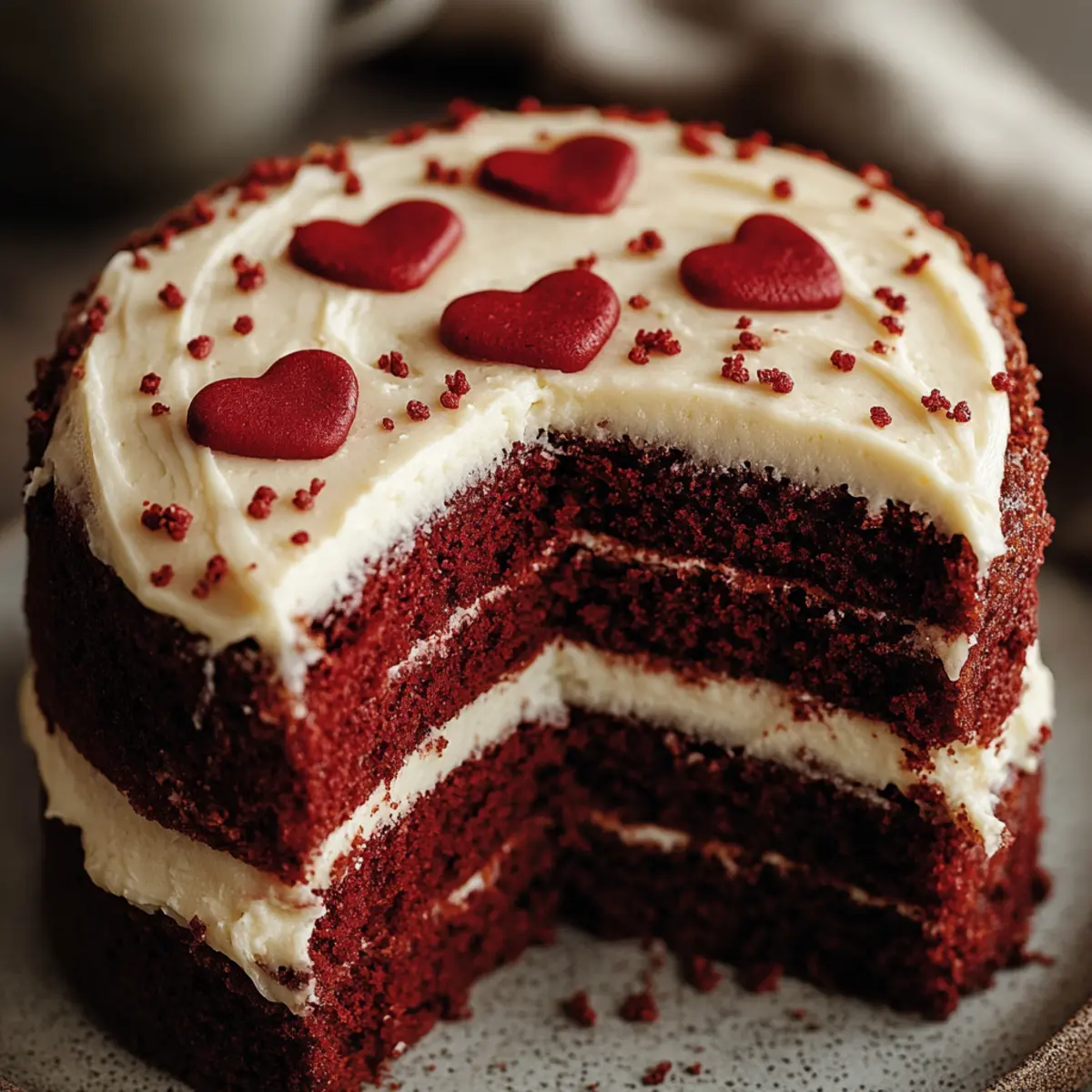 Small Red Velvet Cake with Mini Hearts