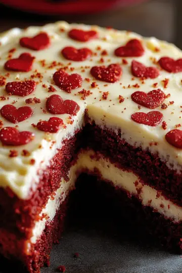 Small Red Velvet Cake with Mini Hearts