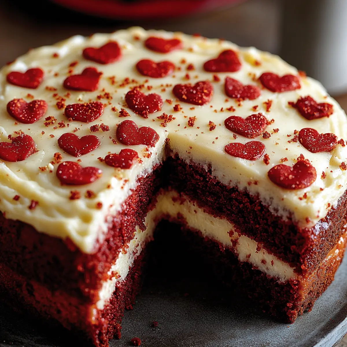 Small Red Velvet Cake with Mini Hearts