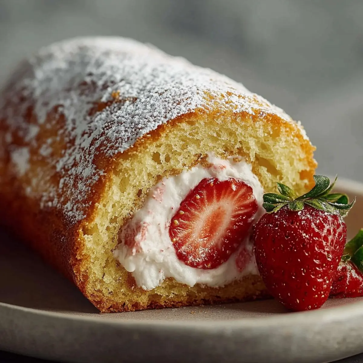 Strawberry Cream Sponge Cake Roll
