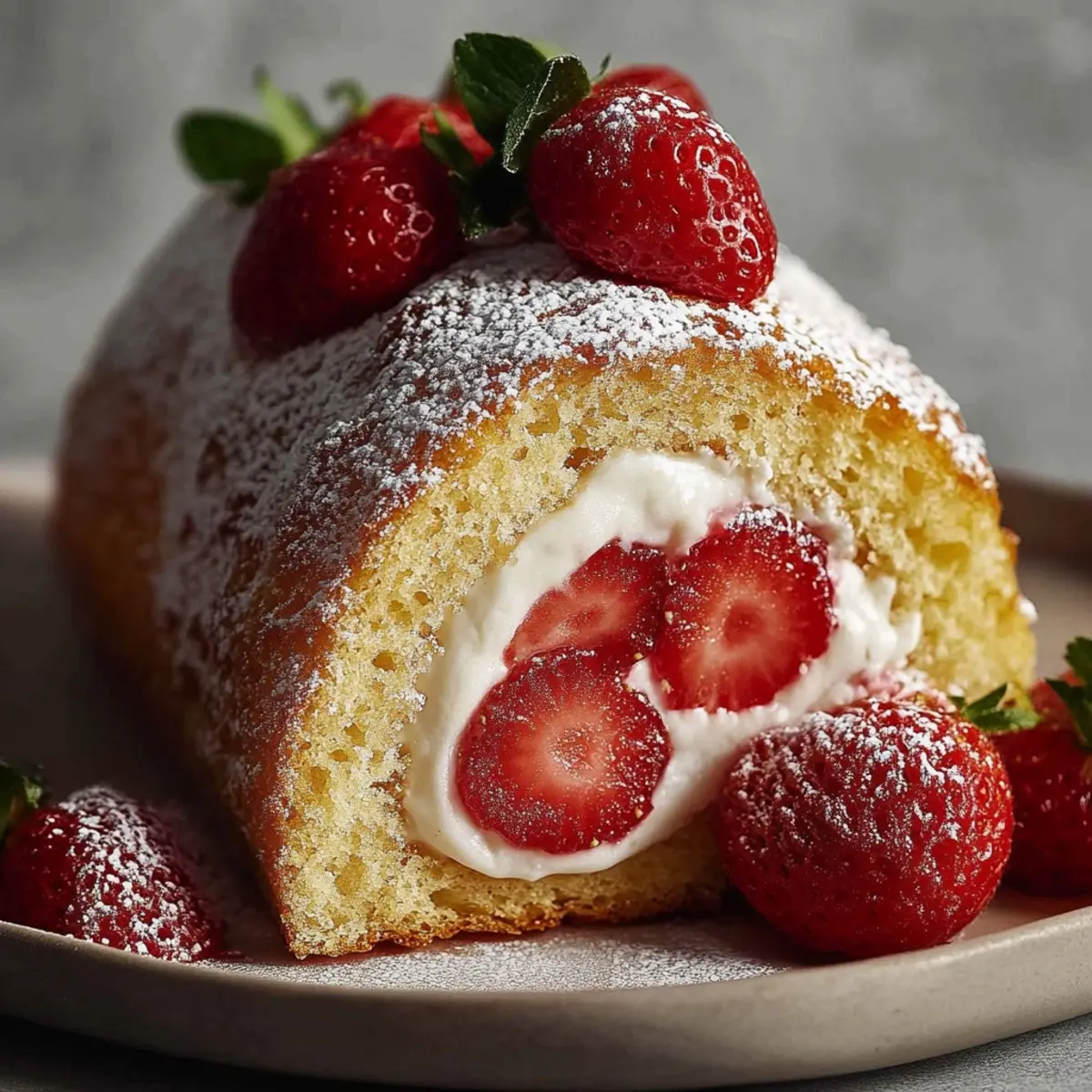 Strawberry Cream Sponge Cake Roll