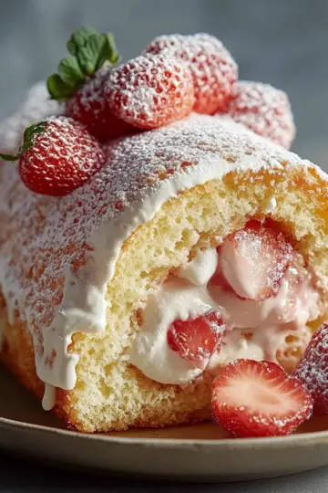 Strawberry Cream Sponge Cake Roll