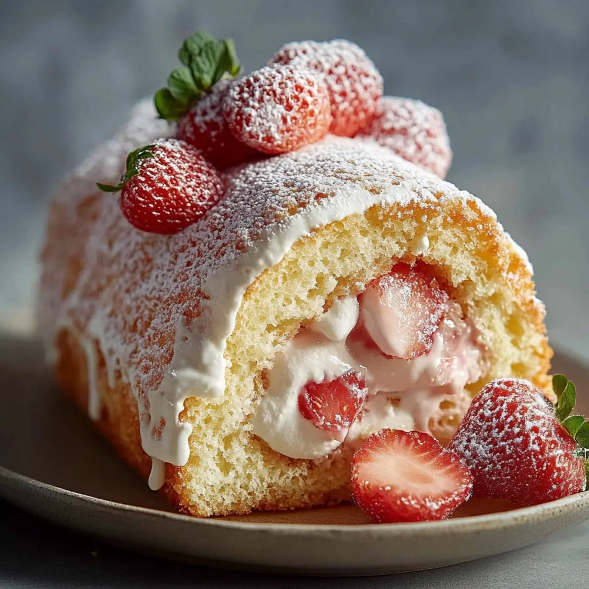 Strawberry Cream Sponge Cake Roll