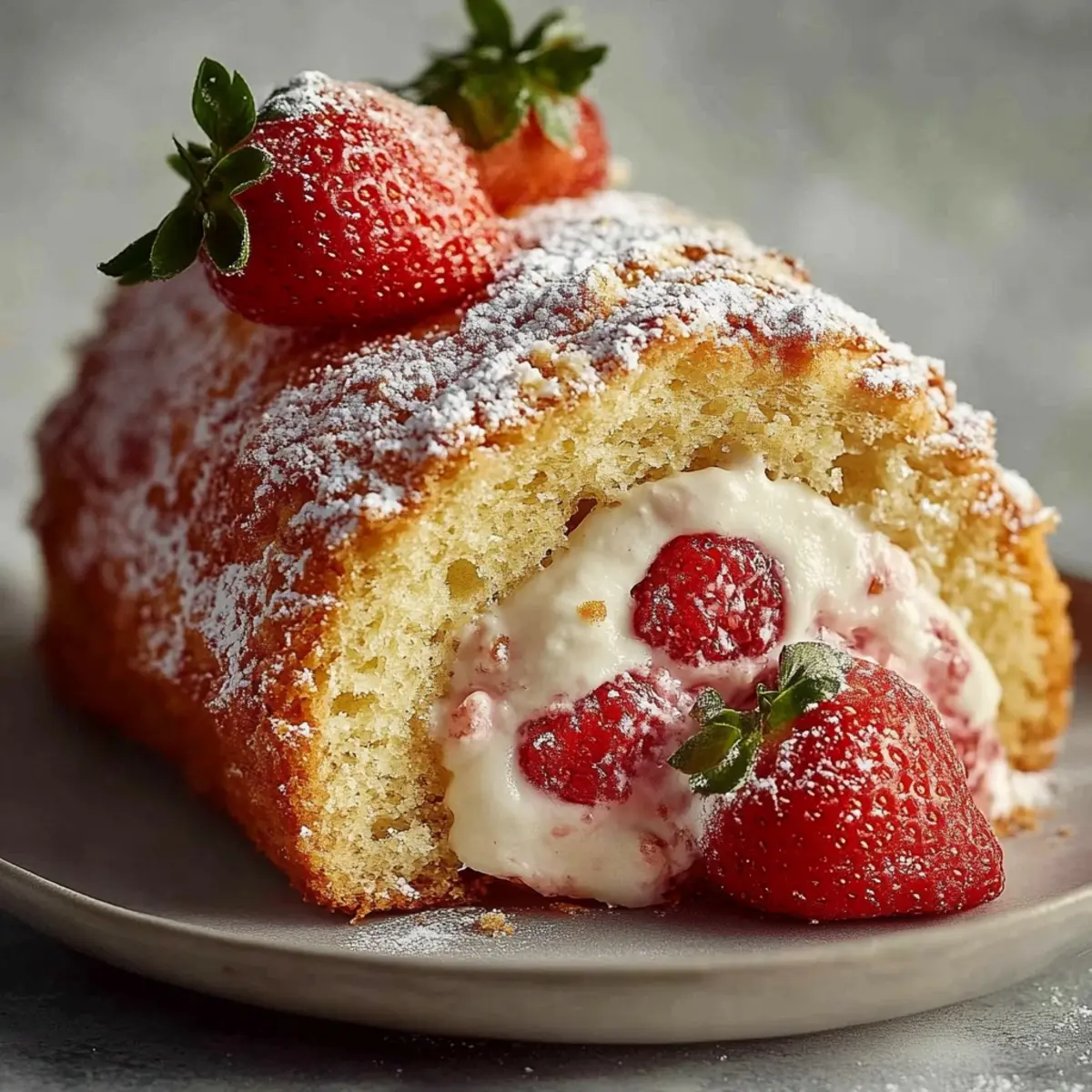 Strawberry Cream Sponge Cake Roll